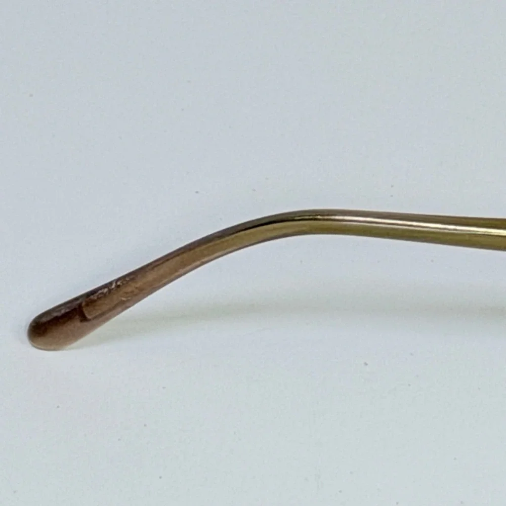 Vintage Gold Oval Metal Eyeglasses Purple Ribbon Detail Librarian Frames